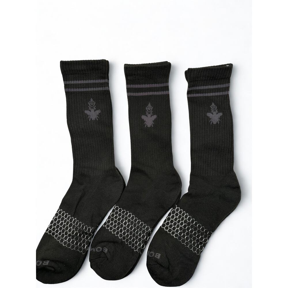 BOMBAS Honeycomb CrewSocks Size Large Black 3 Pairs Unisex